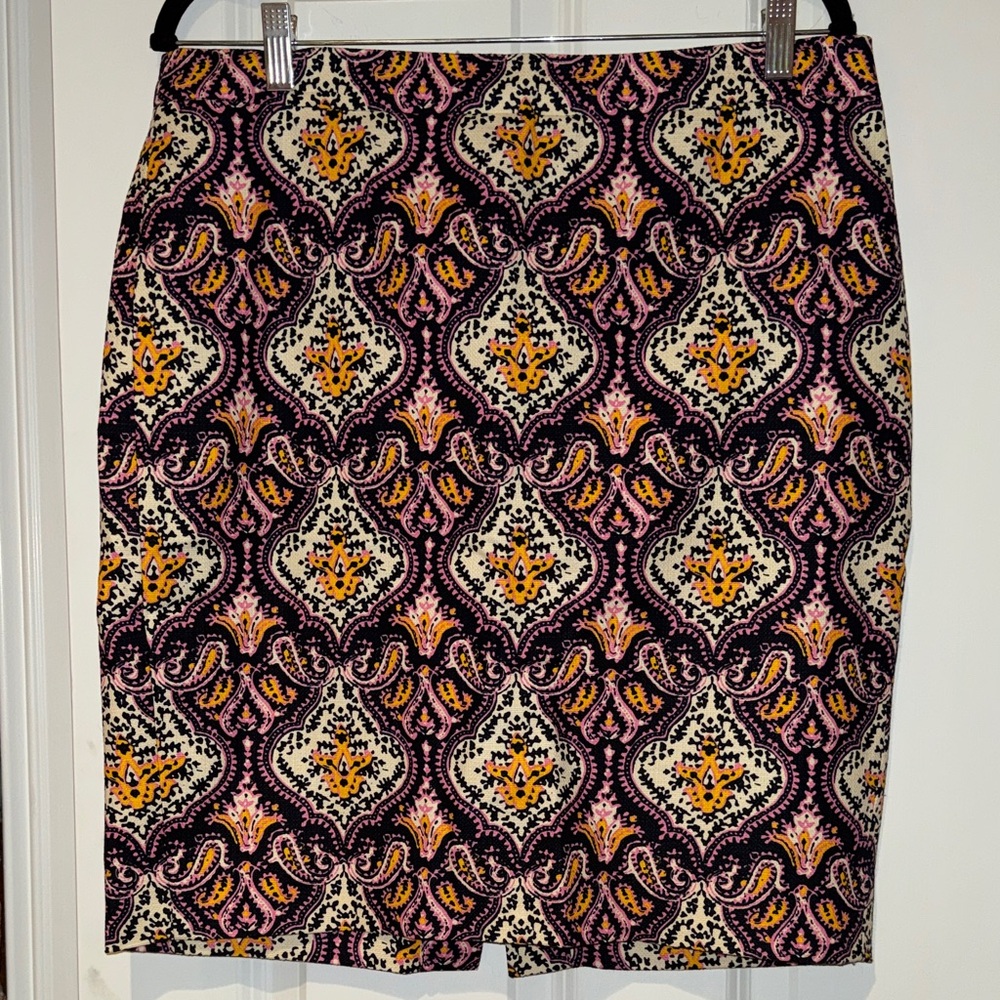 J. Crew Multicolor Patterned Pencil Skirt
